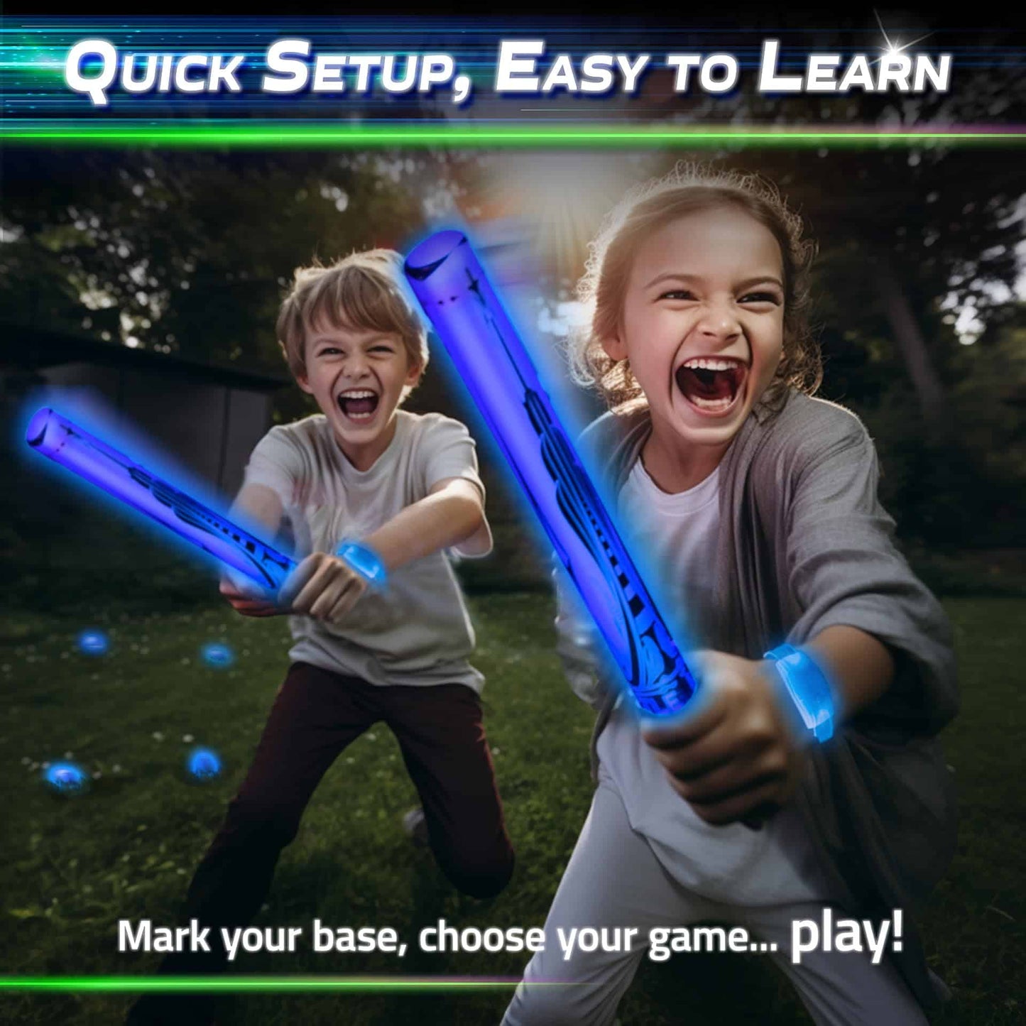 Starlux Games Glow Battle Family Pack: A Thrilling, Glowing Sword Game 4-10 Players, Age 8+