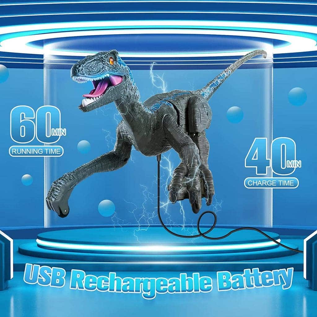 Remote Control Dinosaur Toys for Kids, RC Velociraptor Robot Toys 2.4Ghz Walking Large Electronic Pet Robo Dino with Lights and Roaring Sound for Boys Girls