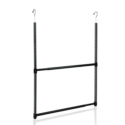 Oceanstar 2-Tier Portable Adjustable Closet Hanger Rod Black