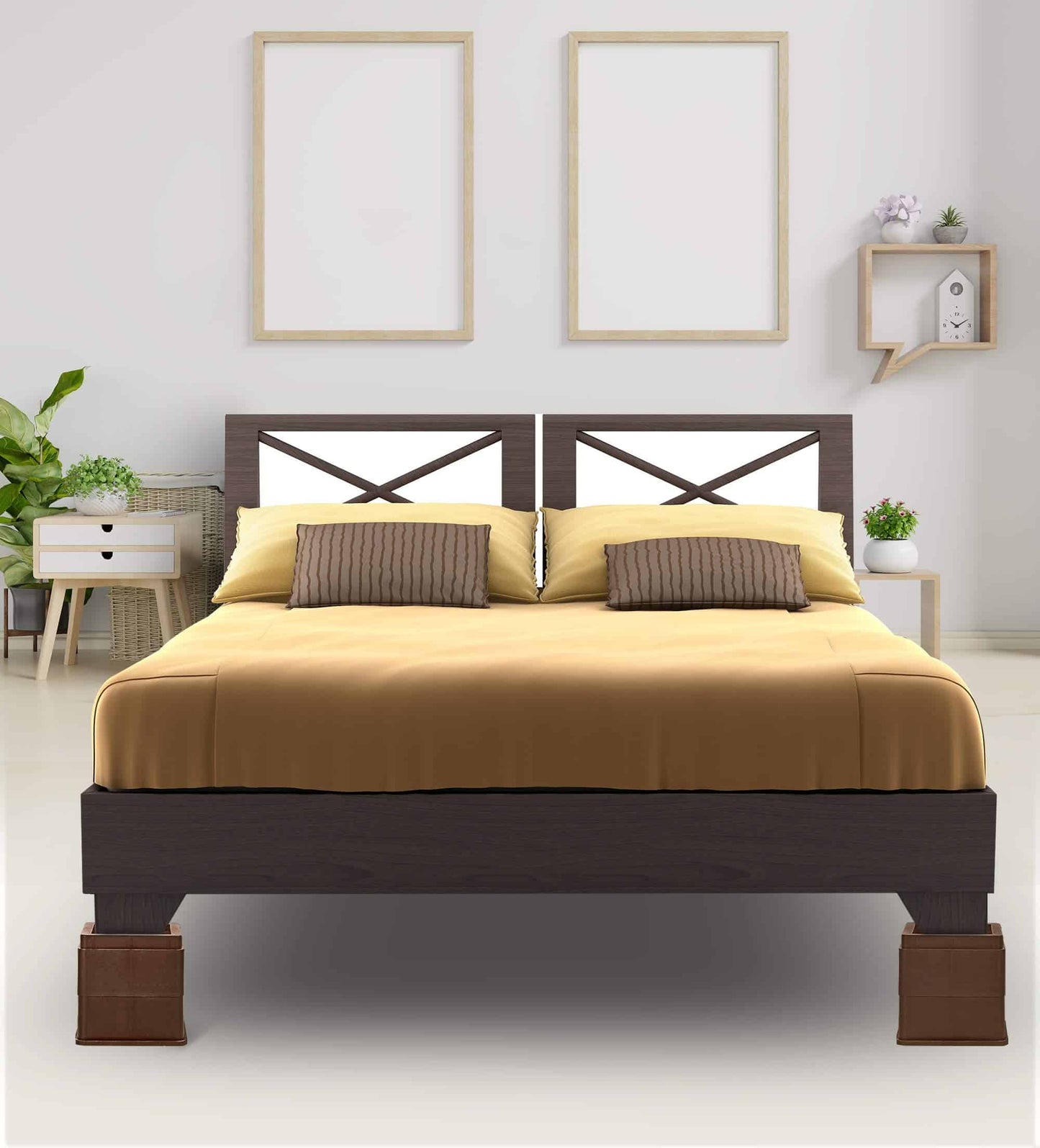 Utopia Bedding Bed Risers 2 Inch - Pack of 8 - Adjustable Furniture Risers 2 & 4 inch - Anti Slip Foam & Rubber Pad - Stackable Bed Lifts Risers Heavy Duty for Sofa, Bed, Table, Couch & Chair (Brown)