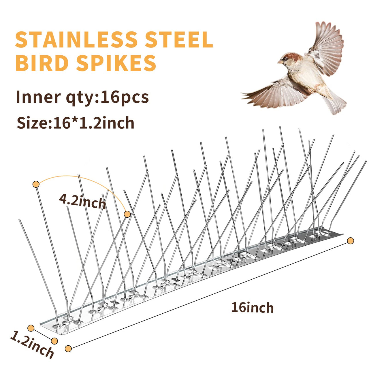 Morsland Anti Bird Spikes, Stainless Steel Bird Deterrent Devices 21 Feet 40 Strips (16 Pack Uninstalled)