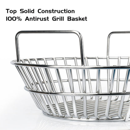 Charcoal Basket, Grill Ash Basket for Big Green Egg Large, 14 Inches Stainless Steel Ash Basket