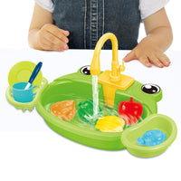 Kitchen Sink Toys, Kitchen Toy Accessories with Running Water, Coordination for, Frog Green