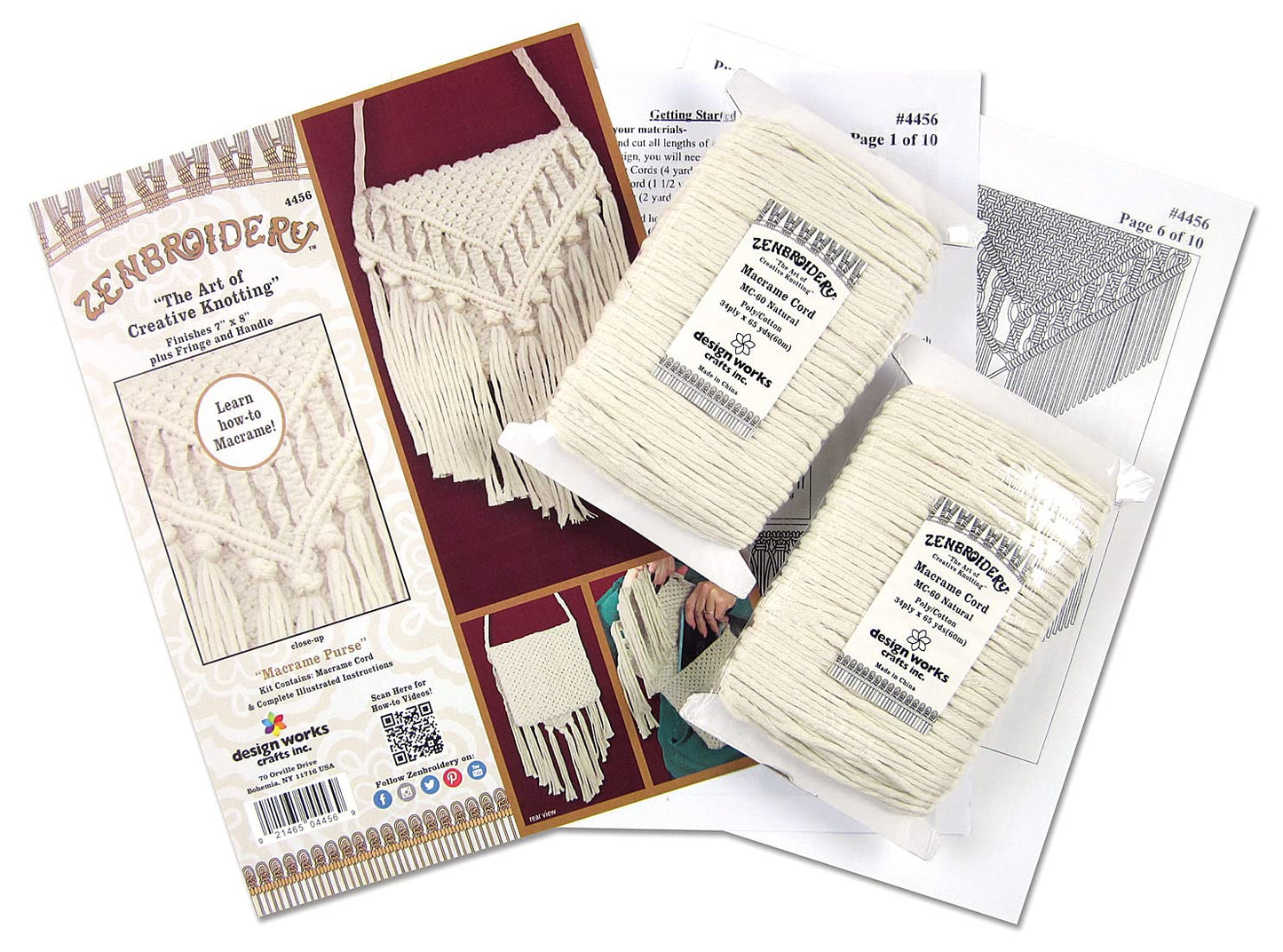 Design Works Crafts Purse Macrame Kit, White