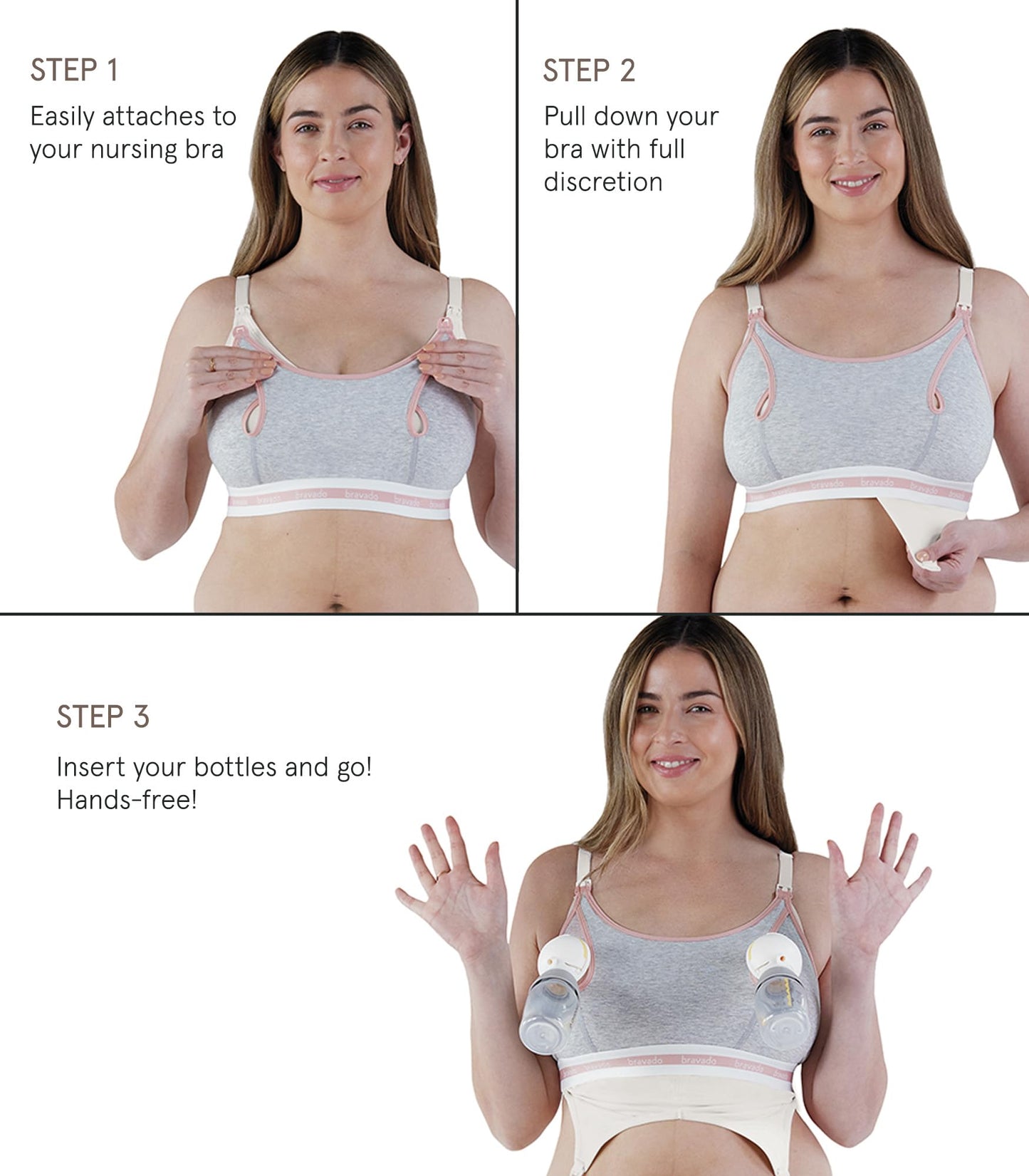 Bravado Designs Sustainable Clip and Pump Hands-Free Pumping Accessory | Dove Heather | M