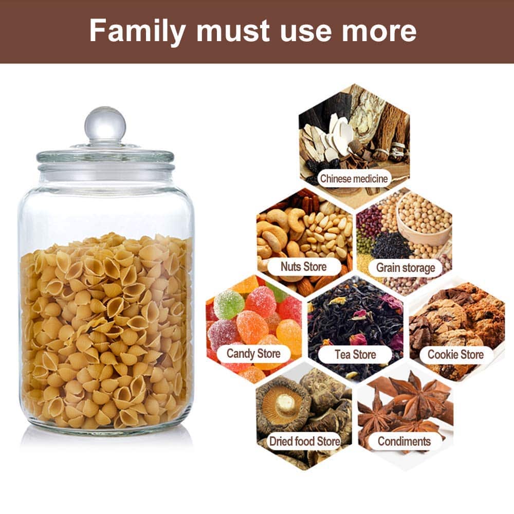 Glass Jars,Candy Jar with Lid For Household,Food Grade Clear Jars - 1/2 Gallon (3 Pack)