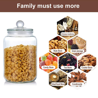 Glass Jars,Candy Jar with Lid For Household,Food Grade Clear Jars - 1/2 Gallon (3 Pack)