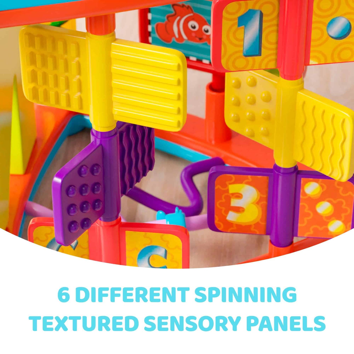 Lollipop Interactive Toddler Activity Triangle - Montessori Toys for Toddlers - Activity Cube for Play and Learning Educational Busy Cube with Shapes, Colors, and Spinners