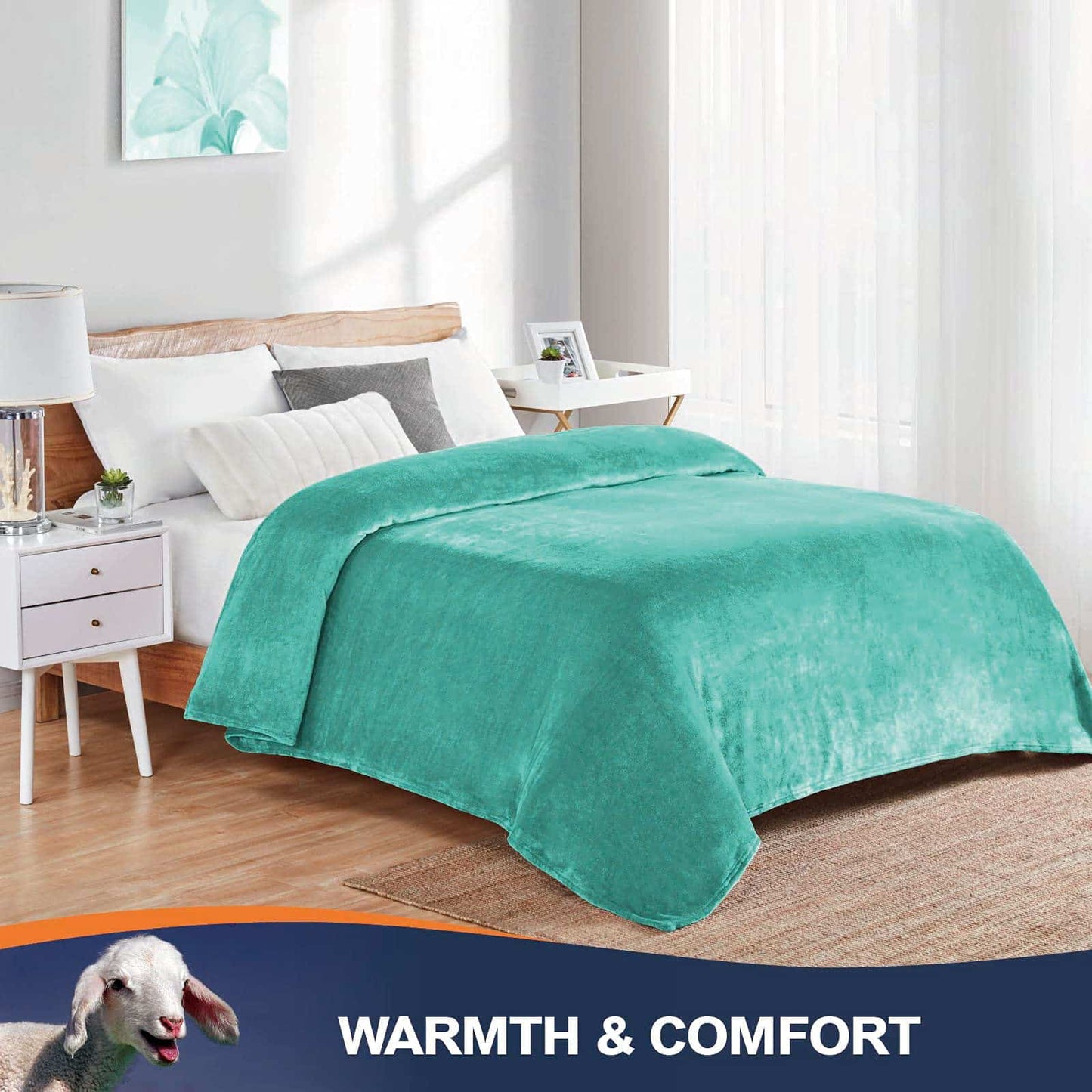 Walensee Fleece Blanket Plush Throw Fuzzy Lightweight (Twin Size 60x80 Turquoise) Super Soft Microfiber Flannel Blankets for Couch