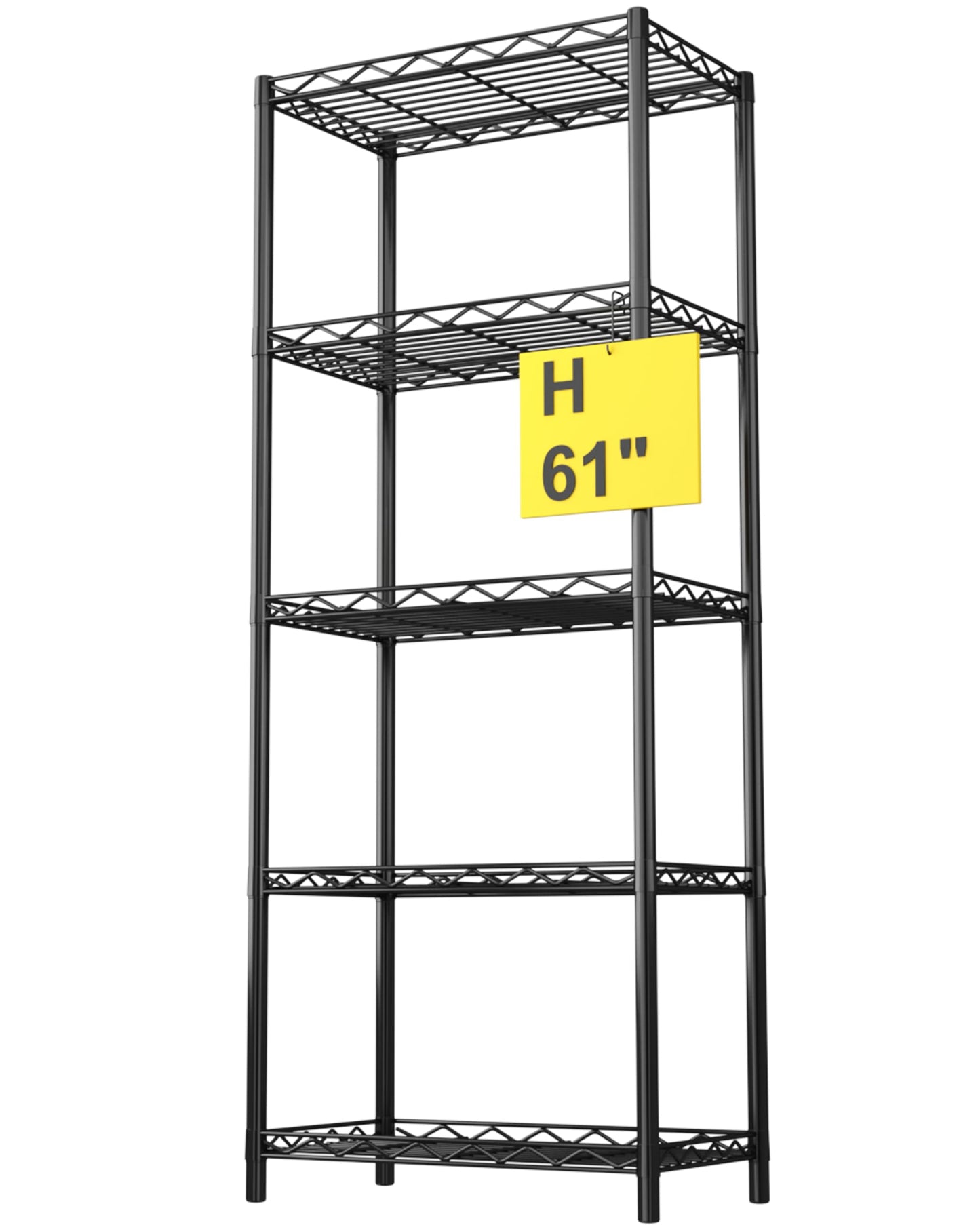 5-Tier Wire Shelving 5 Shelves Unit Metal Storage Rack Durable Organizer Perfect for Pantry Closet Kitchen Laundry Organization in Black,21”Wx14”Dx61”H