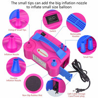 Electric Balloon Pump, Portable Electric Balloon Blower Machine Balloon Air Pump Dual Nozzle Rose Red 110V 600W Balloon Inflator for Party Decorations