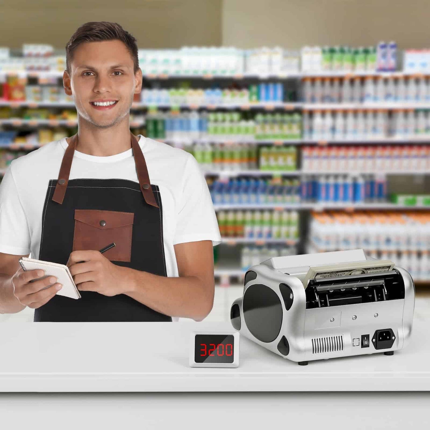 Money Counter Machine, Value Count, Dollar, Euro UV/MG/IR/DD Cash Counterfeit Detection Bill Counter with LCD Display, Add and Batch Modes, Cash Counter Machine 5-Year Warranty