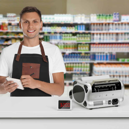 Money Counter Machine, Value Count, Dollar, Euro UV/MG/IR/DD Cash Counterfeit Detection Bill Counter with LCD Display, Add and Batch Modes, Cash Counter Machine 5-Year Warranty