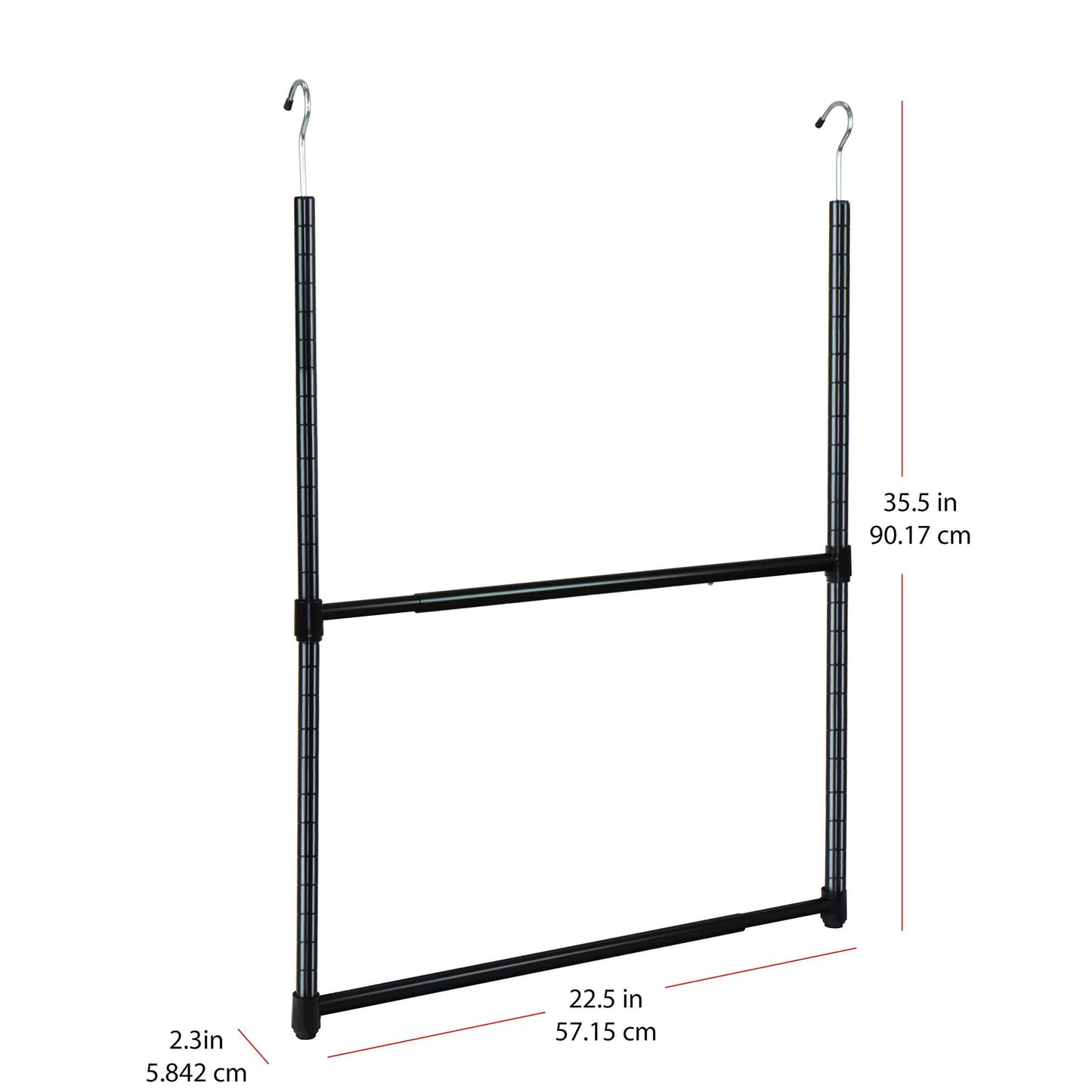 Oceanstar 2-Tier Portable Adjustable Closet Hanger Rod Black
