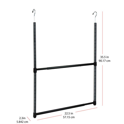 Oceanstar 2-Tier Portable Adjustable Closet Hanger Rod Black