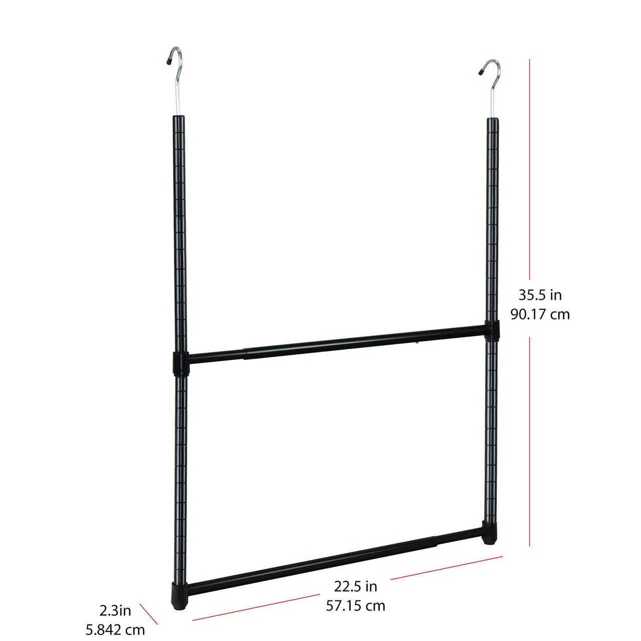Oceanstar 2-Tier Portable Adjustable Closet Hanger Rod Black