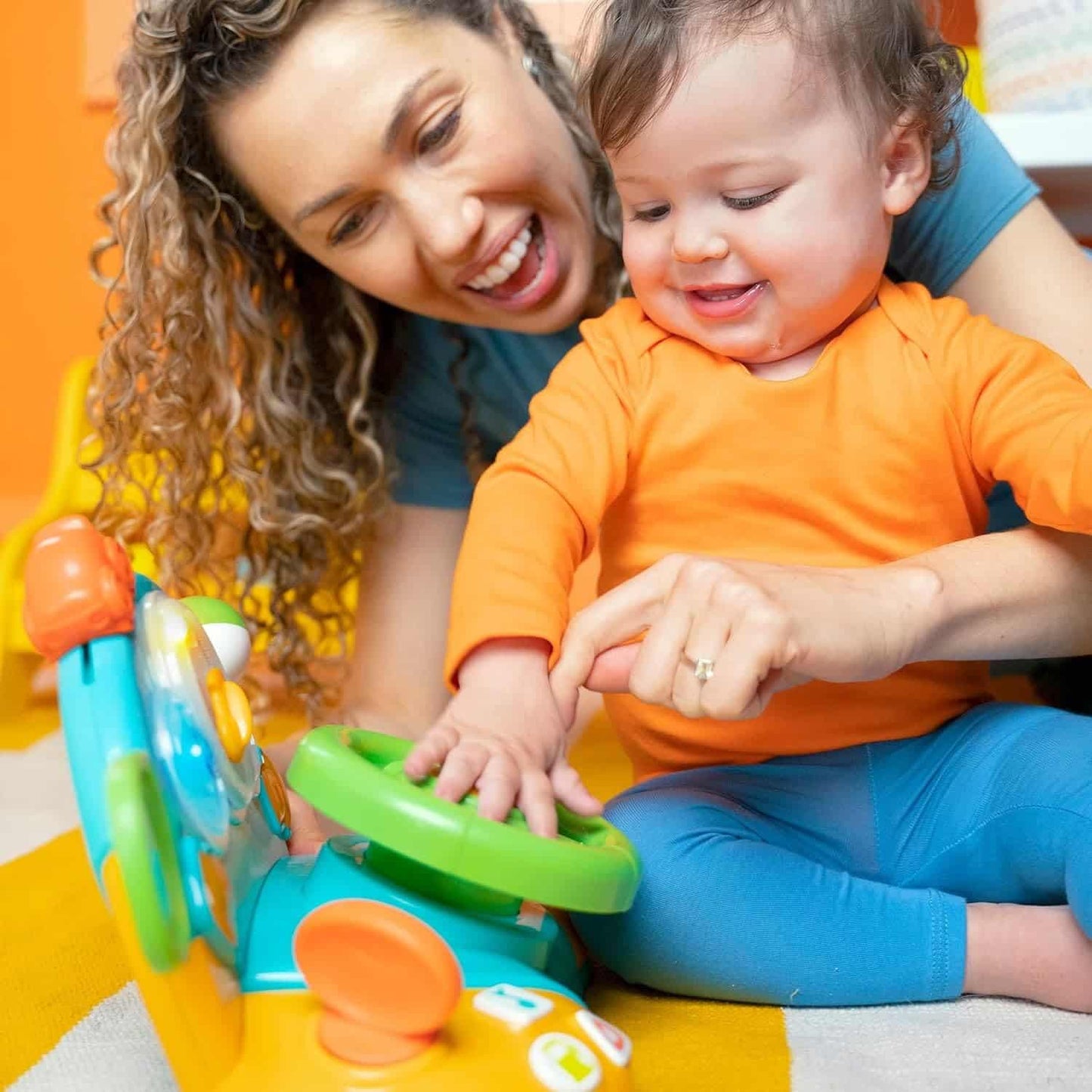 Bright Starts Lights and Colors Driver Toy Steering Wheel with Car Sounds for Pretend Play - Green, 6 Months and up