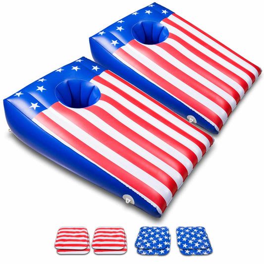 Floating Cornhole Bean Bag Toss and Cornhole with with 8 Beanbags Outdoor Game Pool Accessories for Summer (2 Pack)