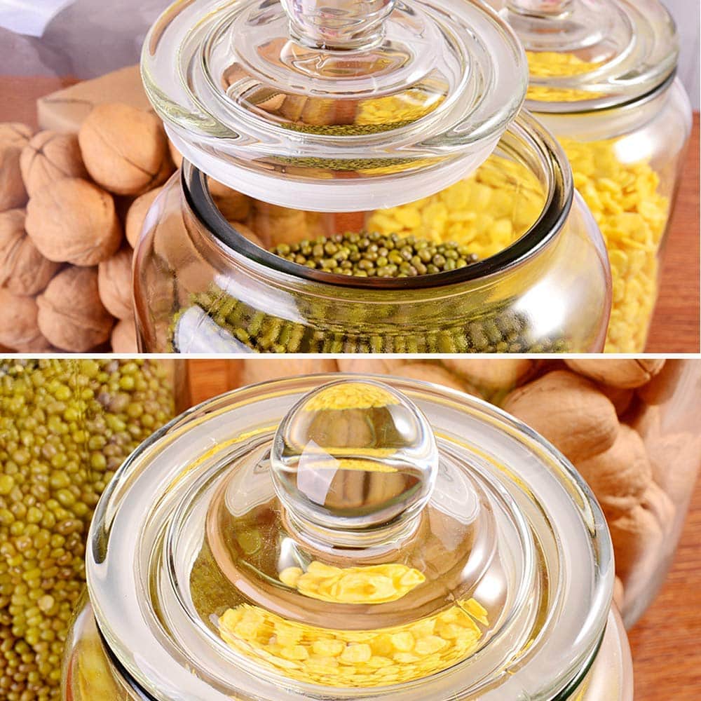 Glass Jars,Candy Jar with Lid For Household,Food Grade Clear Jars - 1/2 Gallon (3 Pack)