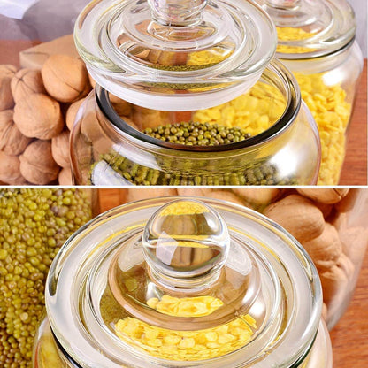 Glass Jars,Candy Jar with Lid For Household,Food Grade Clear Jars - 1/2 Gallon (3 Pack)