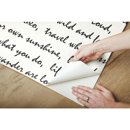 RoomMates Black Dream Big Script Peel and Stick Wallpaper 20.5" x 16.5 feet