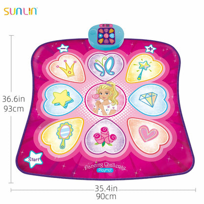 Sunlin Dance Mat - Dance Mixer Rhythm Step Play Mat - Dance Game Toy Gift for Kids Girls Boys - Dance Pad with LED Lights, Adjustable Volume, Built-in Music, 3 Challenge Levels