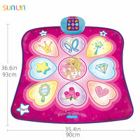 Sunlin Dance Mat - Dance Mixer Rhythm Step Play Mat - Dance Game Toy Gift for Kids Girls Boys - Dance Pad with LED Lights, Adjustable Volume, Built-in Music, 3 Challenge Levels
