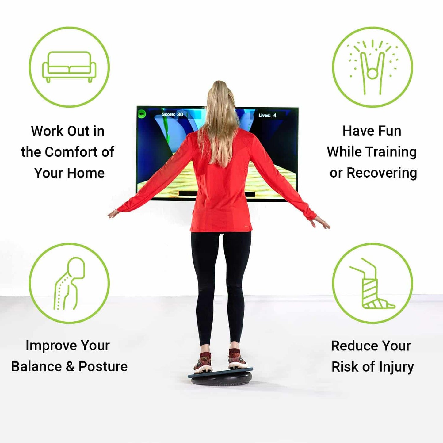 BoBo Core Trainer Balance Board, Whole Family Fitness Device with Game & Exercises App. Professional 15" Wood Board with Built-in Bluetooth Motion Sensor