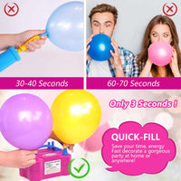 Electric Balloon Pump, Portable Electric Balloon Blower Machine Balloon Air Pump Dual Nozzle Rose Red 110V 600W Balloon Inflator for Party Decorations