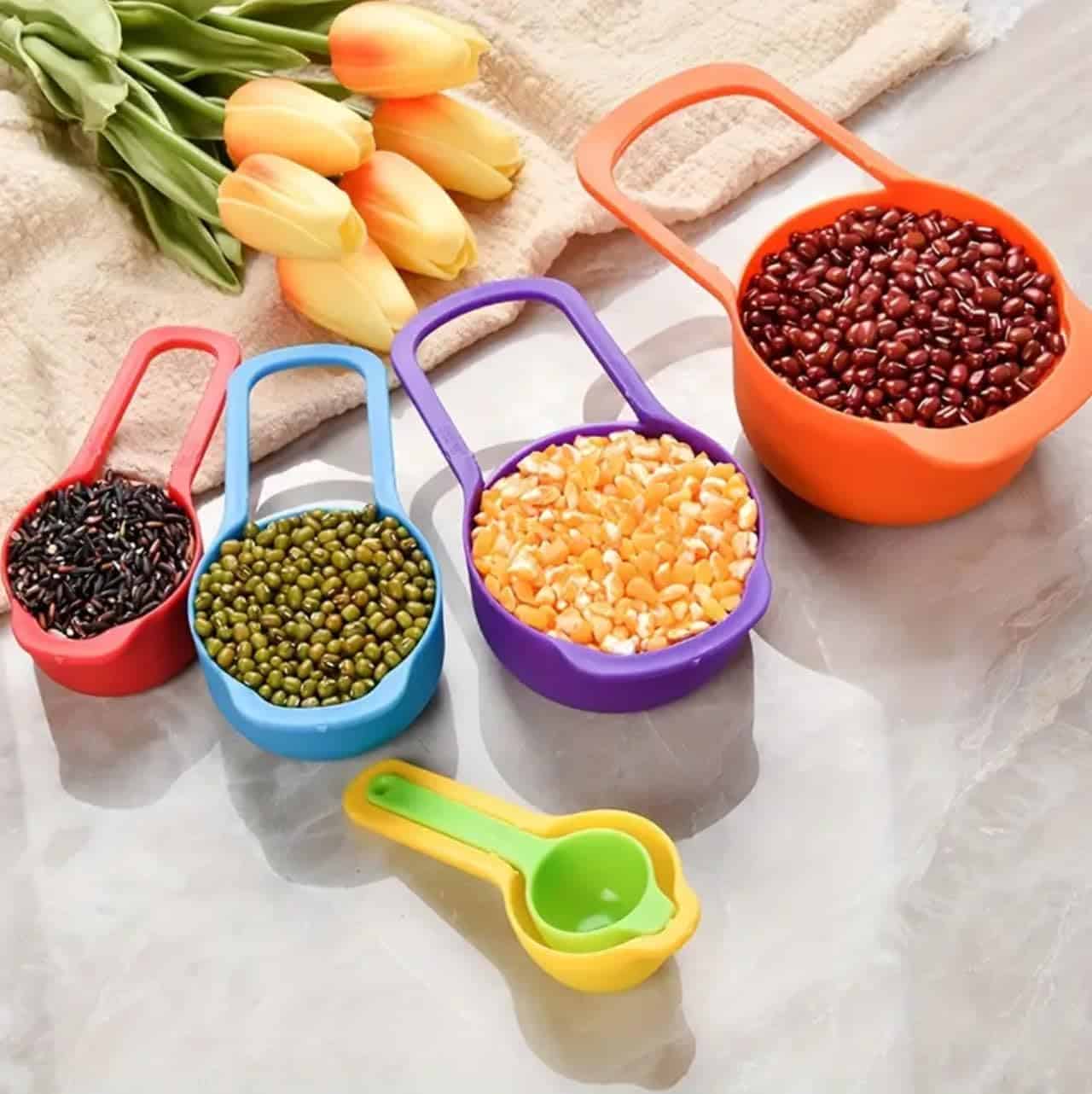10pcs/Set Mixing Bowl, Colour Measure Cup And Spoons, Salad Bowl Set, Plastic Measuring Cups Set, Large, Many