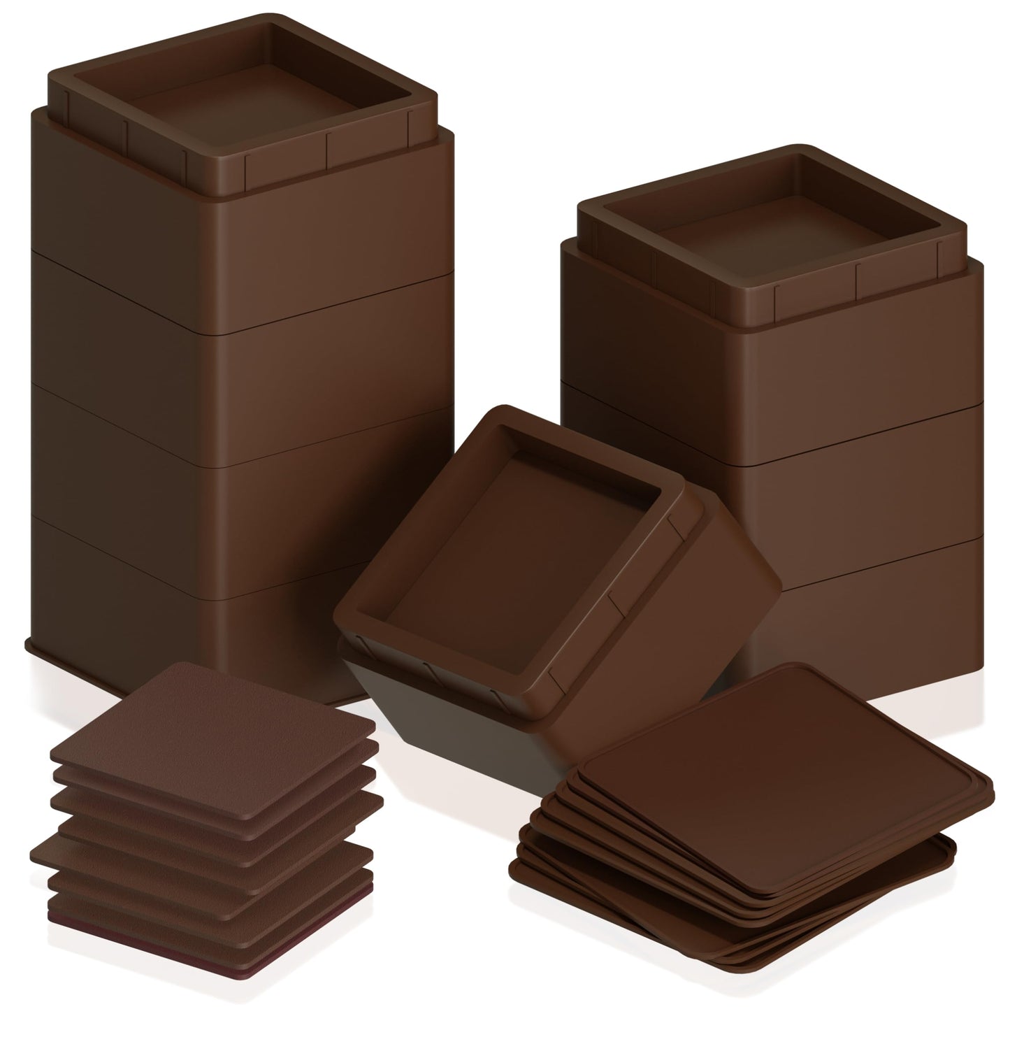 Utopia Bedding Bed Risers 2 Inch - Pack of 8 - Adjustable Furniture Risers 2 & 4 inch - Anti Slip Foam & Rubber Pad - Stackable Bed Lifts Risers Heavy Duty for Sofa, Bed, Table, Couch & Chair (Brown)
