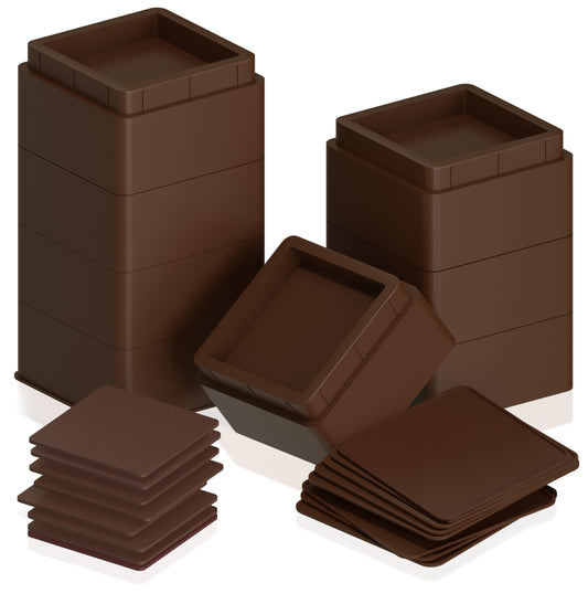 Utopia Bedding Bed Risers 2 Inch - Pack of 8 - Adjustable Furniture Risers 2 & 4 inch - Anti Slip Foam & Rubber Pad - Stackable Bed Lifts Risers Heavy Duty for Sofa, Bed, Table, Couch & Chair (Brown)