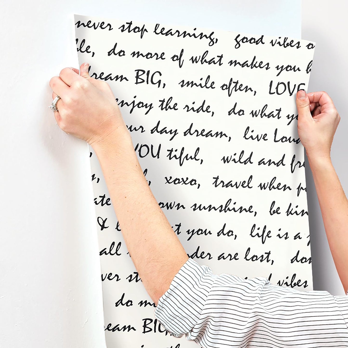 RoomMates Black Dream Big Script Peel and Stick Wallpaper 20.5" x 16.5 feet