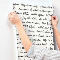 RoomMates Black Dream Big Script Peel and Stick Wallpaper 20.5