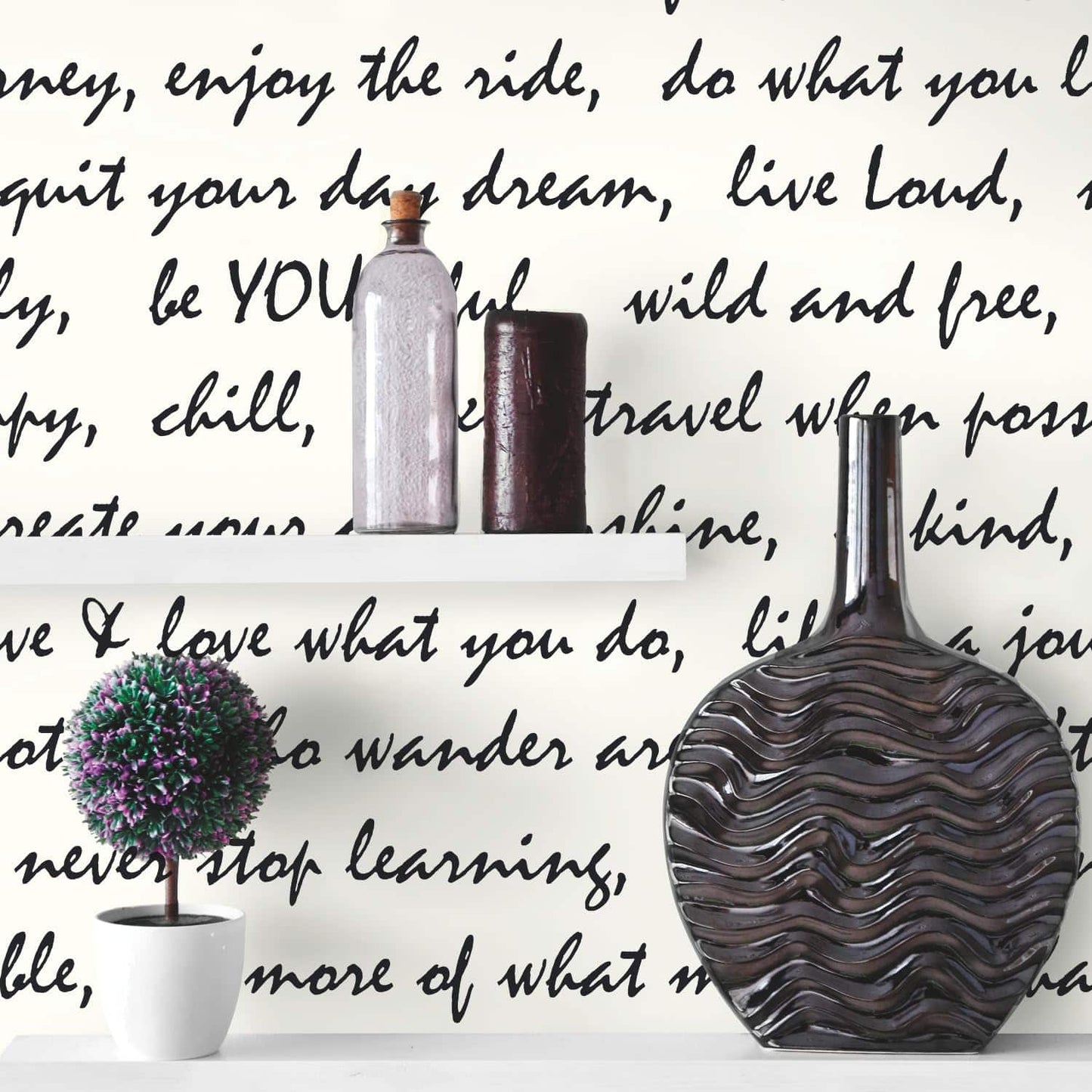 RoomMates Black Dream Big Script Peel and Stick Wallpaper 20.5" x 16.5 feet