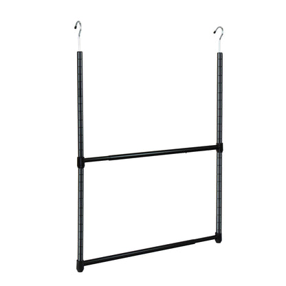 Oceanstar 2-Tier Portable Adjustable Closet Hanger Rod Black