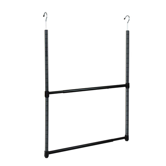 Oceanstar 2-Tier Portable Adjustable Closet Hanger Rod Black