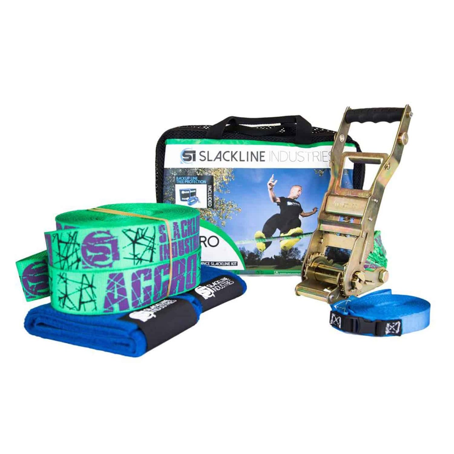 Slackline Industries 100 Foot Aggro Line Pro High Performance Trickline Kit for Tricks and Dynamic Movement