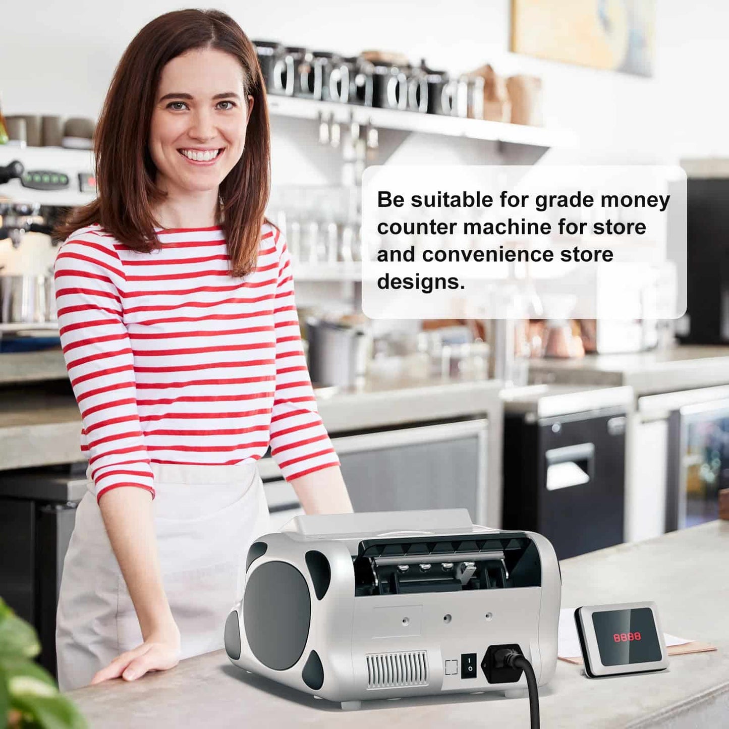 Money Counter Machine, Value Count, Dollar, Euro UV/MG/IR/DD Cash Counterfeit Detection Bill Counter with LCD Display, Add and Batch Modes, Cash Counter Machine 5-Year Warranty