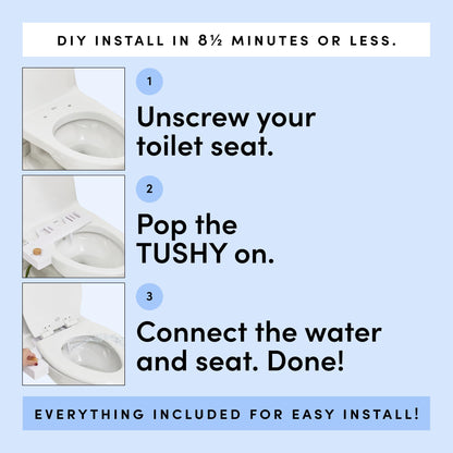 TUSHY Basic 2.0 Bidet Toilet Seat Attachment | Modern Sleek Design. Fresh Clean Water Sprayer