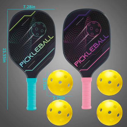 Pickleball Paddles Pickleball Set of 2 Paddles, 4 Indoor Outdoor Pickleball Ball