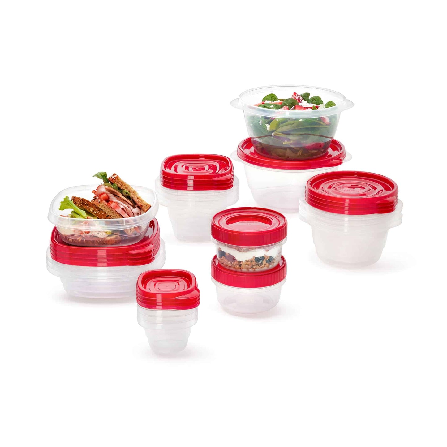 Rubbermaid Takealongs 40 Piece Food Storage Set, Red, Total of 12.6 Qts