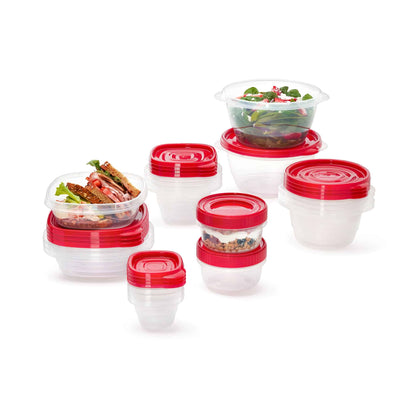 Rubbermaid Takealongs 40 Piece Food Storage Set, Red, Total of 12.6 Qts