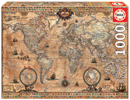 Educa Antique World Map 1000-Piece Puzzle, Brown