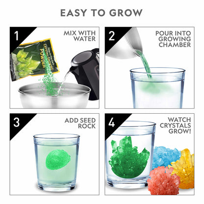 National Geographic Crystal Growing Kit - Grow 8 Light-Up Crystals, Science Gift for Kids 8-12
