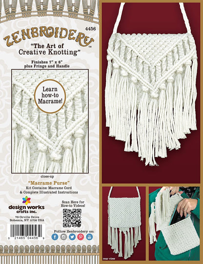 Design Works Crafts Purse Macrame Kit, White
