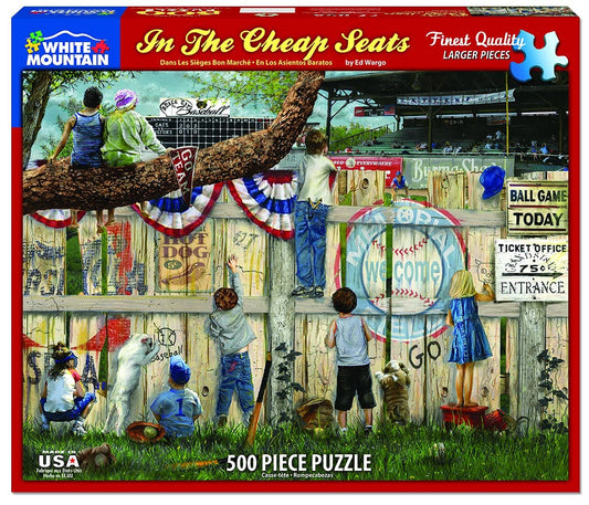 White Mountain Puzzles in The Cheap Seats - 500 Piece Baseball Puzzle - 24” x 30”