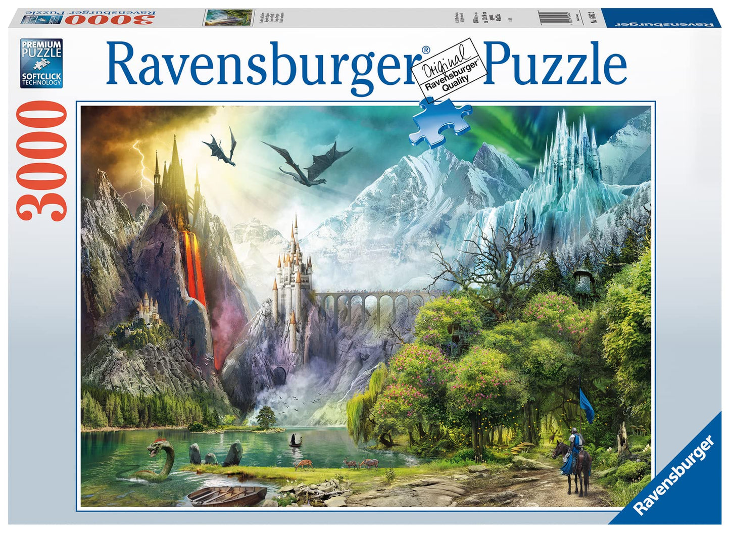 Ravensburger Reign of Dragons 3000-Piece Jigsaw Puzzle Intricate Dragon-Themed Design