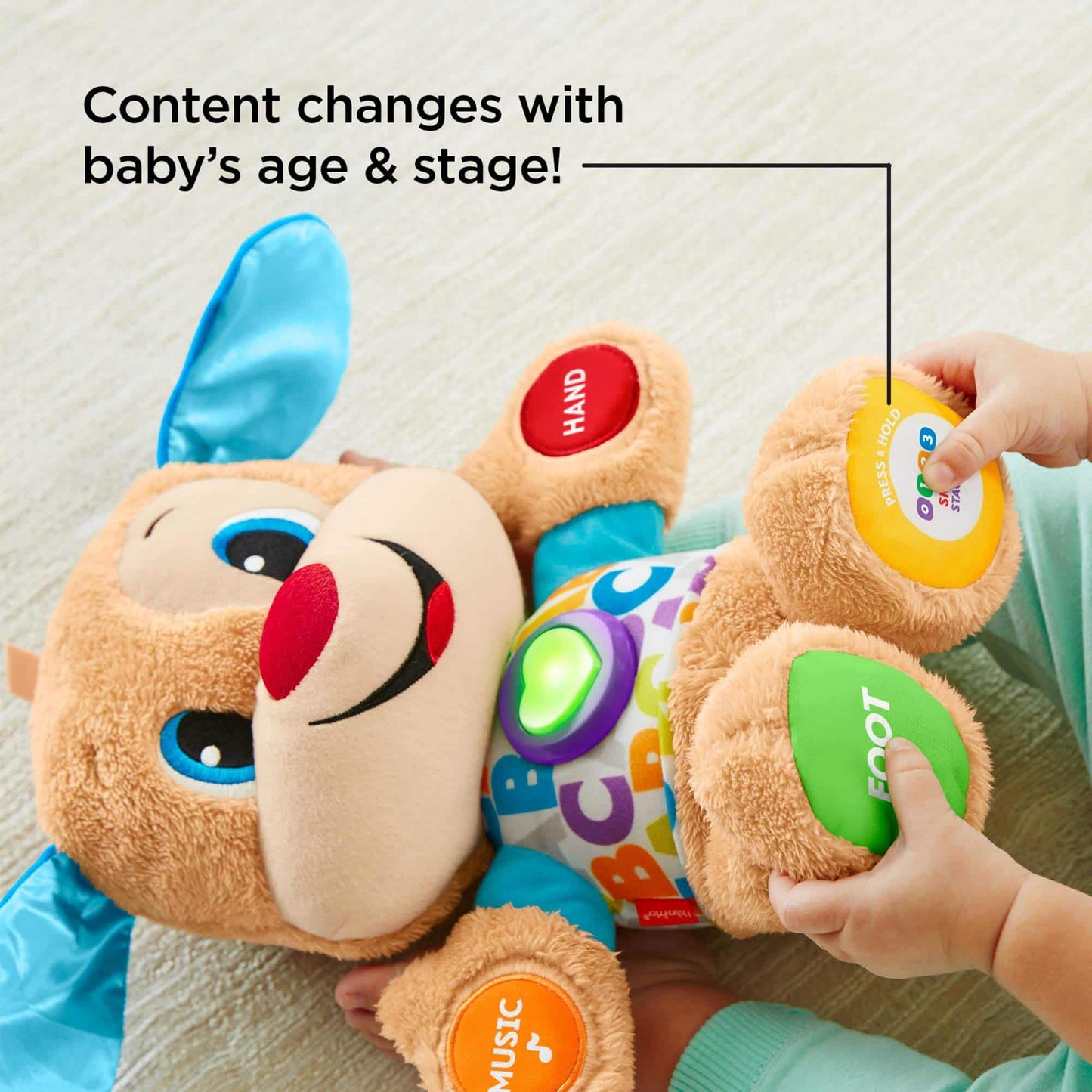 Fisher-Price Plush Baby Toy with Lights Music and Smart Stages Learning Content