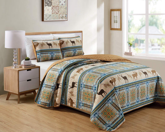 Southwestern Great Outdoors Cabin Lodge Bedspread Quilt Set (Full / Queen)